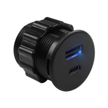 TROMET PORT USB DUAL 30 mm avec charge rapide USB-C pour les meubles de bureau et les hôtels