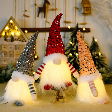 Hot Selling Christmas Dwarf Plush Dolls with Lights for Party Decor