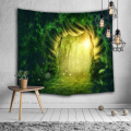 Tree Hole Wall Tapestry Forest Dream Sunlight Green Tapestry Wall Hanging for Livingroom Bedroom Dorm Home Decor