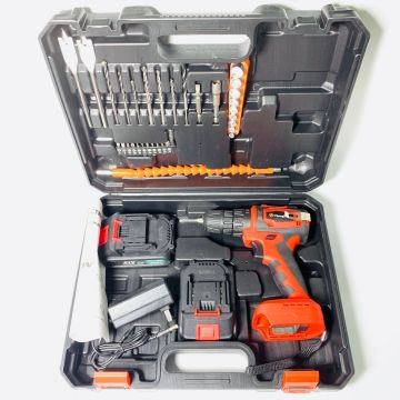 32-Piece 21V Portable Brushless Electric Impact Drill and Cordless Torque Screwdriver Kit with Variety of Bits - Home Improvement Tools Set