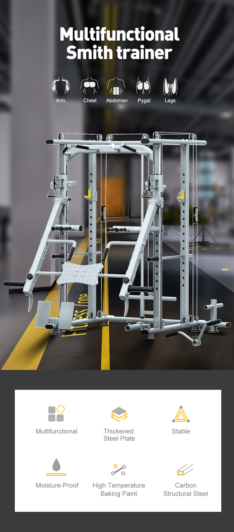 Frame Squatting Free Combination Multi Smith Gym Equipment, High