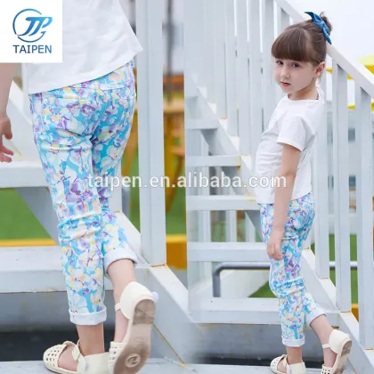 Latest Kids Girls New Fashion Long Pants Design Cotton Slim Skinny Children Girls Pants T16332
