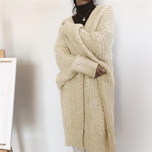 Womens Long Cardigans Cable Knitted