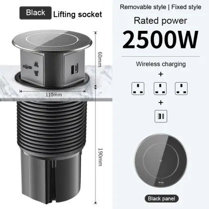 YINKA Concealed Kitchen Tabletop Island Countertop Built-in Lift Socket