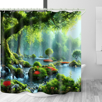 waterproof walk in shower curtain