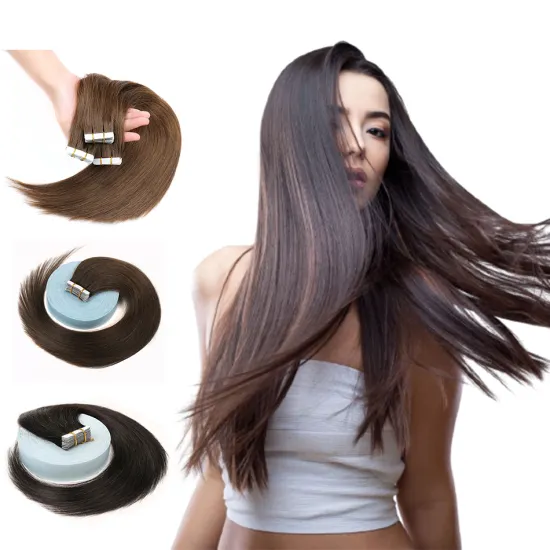 100% Double Drawn Remy Cuticle Human Hair Virgin 9A Colored Tape Hair Extensions
