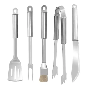5-Piece Stainless Steel Outdoor BBQ Grill Tool Barbecue Set Including Knife and Fork