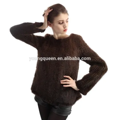 FA44 The new imported mink coat mink knitted pullovers short neck fur coat