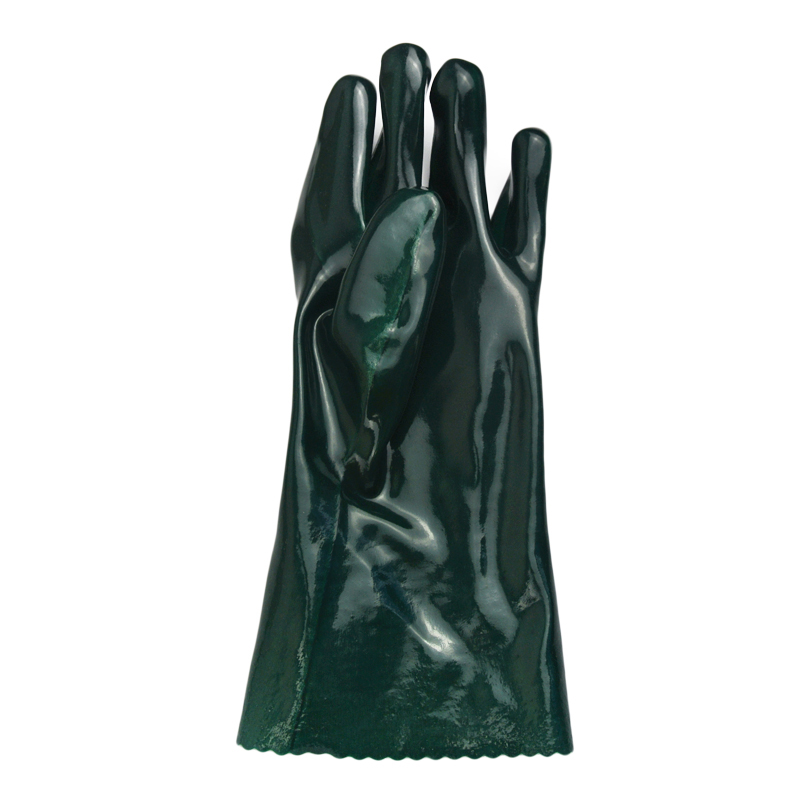 Guantes recubiertos de PVC verde Acabado liso 35 cm