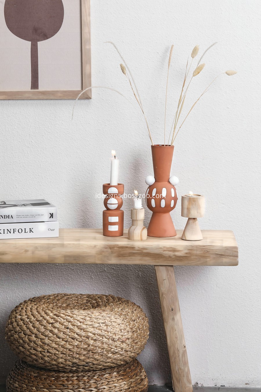 Red Ceramic Vase with Patterns