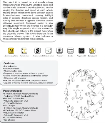 4WD Mecanum Wheel Arduino Robot Kit