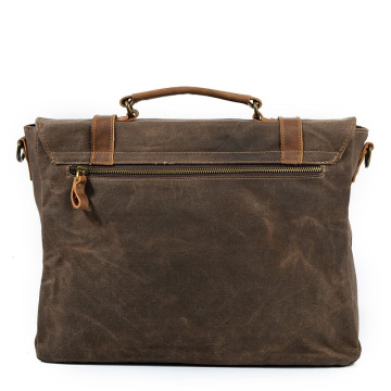 Vintage Leather Canvas Briefcases For Men Work Bag