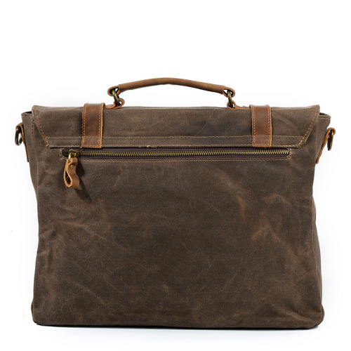 Vintage Leather Canvas Briefcases For Men Work Bag