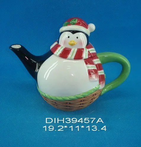 Hand-Painted Ceramic Penguin Teapot
