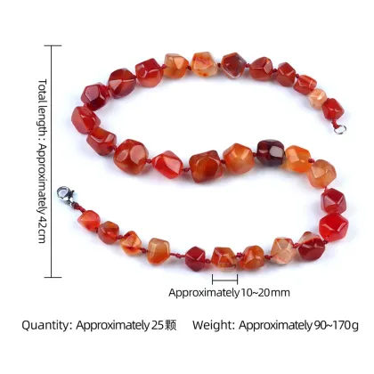 Mixed Stone Irregular Faceted Tumbled Stone Beads Knotted Stone Necklacer