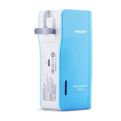 Original PISEN Multi Color 5000mAh AC Plug Travel Power Bank For Mobile Phone