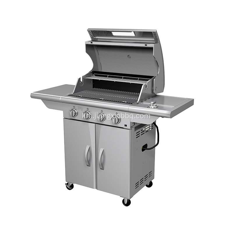 ដែកអ៊ីណុក Propane Gas BBQ មាន 4 Burners