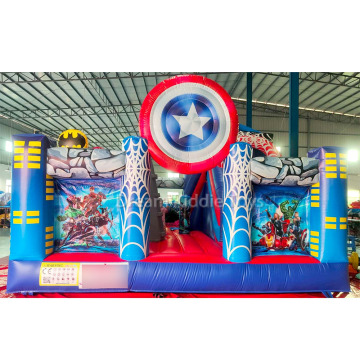 Outdoor Superhero Bouncy Castle with Slide for Boys
