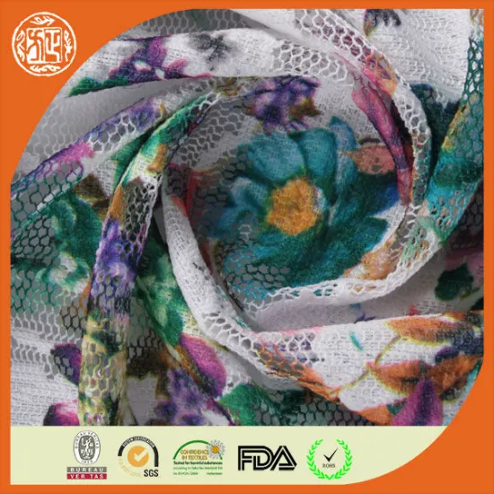 2015 fashion printed wedding lace fabric