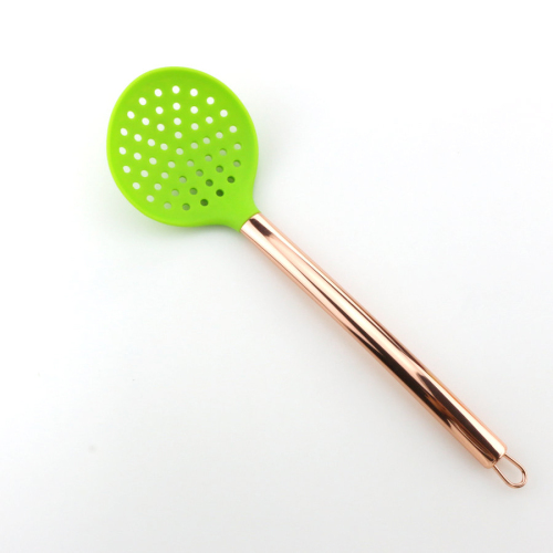 Paslanmaz Çelik Gül Altın Kaplama Silikon Mutfak Skimmer