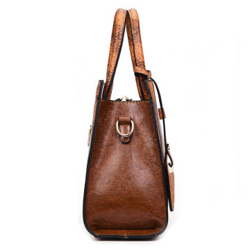 High quality oil wax skin fabric lady handbags