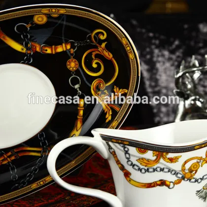 300ML Luxury Bone China Ceramic Gravy Boat of Knight