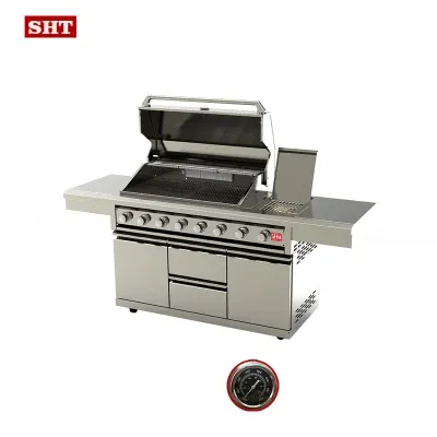 304 Stainless Steel Luxury BBQ Grill with Thermometer