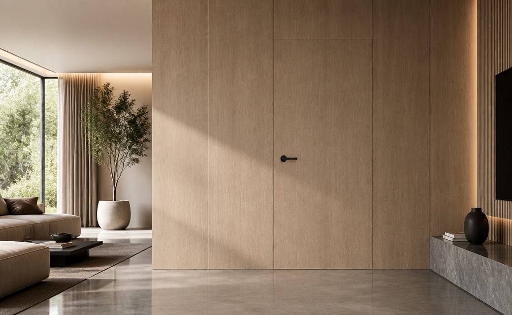 Modern Acoustic Invisible Wooden Door Flush to Wall