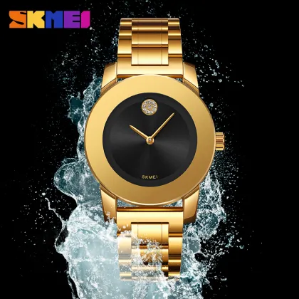 Skmei Ladies Casual Dress Gold Rhinestone Waterproof Watch 2176