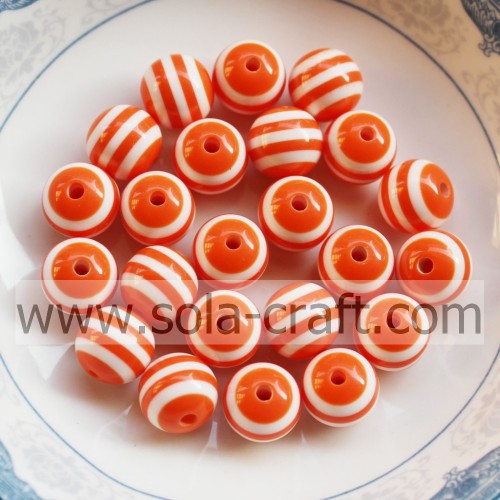 500 Stück 12MM Mixed Orange &amp; White China DIY Zebrastreifen Acryl Runde Edelstein Großhandel Lose Swarovski Charms Spacer Perlen