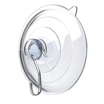 Removable Clear PVC Suction Cups with Metal Hooks for Kitchen and Bathroom