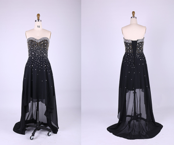 Black Chiffon Sweetheart A-Line Bridesmaid Dresses