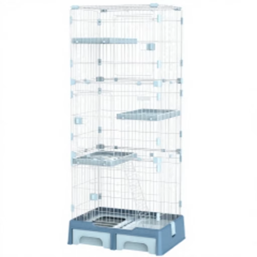 Gaiola para animais de estimação com tubo quadrado de aço e bandeja de plástico com 3 camadas respirável para cães e gatos