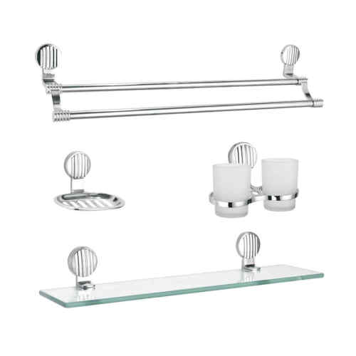 Silver Stainless Steel Wall Mounted Bathroom Accessories Set