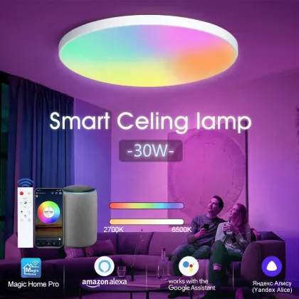 Smart Home Lighting: Voice Controlled, WiFi Connected 30W CCT RGB LED Ceiling Light