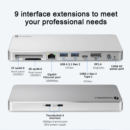 Thunderbolt 4 Docking Station For Macbook Thunderbolt 4 multiport 8k60hz Docking Station 10in1 Supplier