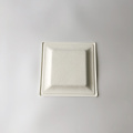 堆肥化可能な正方形の白いバガスプレート20x20cm