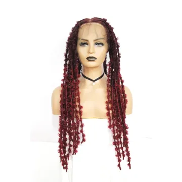 8 inches Long Braided Wig Full Lace Wigs With Distressed Locs Synthetic Braids For Women 100% Hand-made Crochet Braid Hair wig