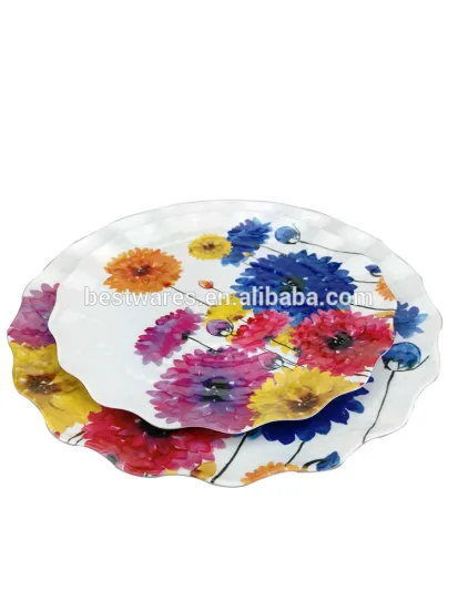 100% Melamine Plastic Flower Printing plate with wave edge