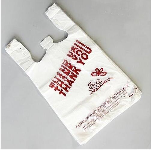 Packaging Roll HDPE Thank You Shopping Custom Printed Plastic T-Shirt Gusset Bags