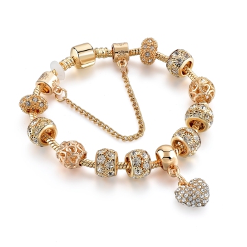 Brave Light Europe Heart Charm Bracelets Gold DIY Crystal Chain Link Bracelet for Women