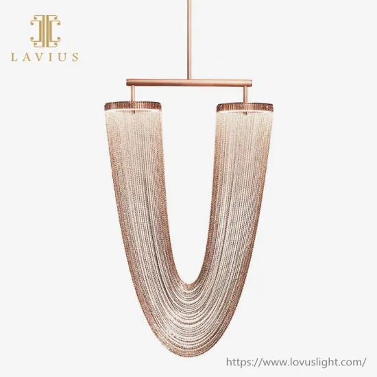 Light luxury modern design metal ring chain pendant light for hotel