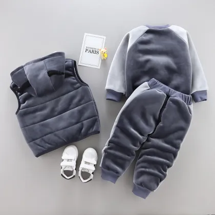 New Kids Winter Fashion: Chinese Style Snow-Themed Clothing Sets for Boys