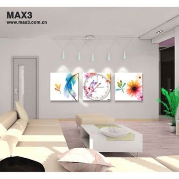 Square Wall Clock With Painting Wooden Wall Clock For Living Room