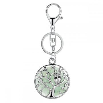 Owl Tree Crystal Gemstone pendant keychain