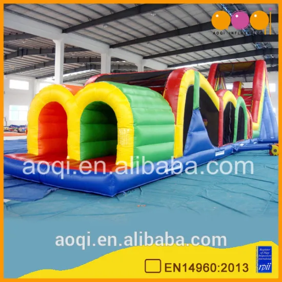 AOQI with free EN14960 certificate double lane inflatable obstacle course child toy inflatable playland for promotion