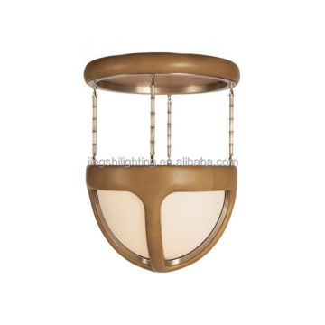 Classic Retro Round Brass Glass Shade Ceiling Lamp