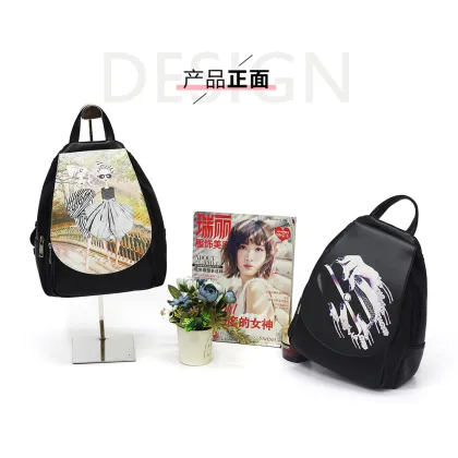 Student print pattern anti theft backpack