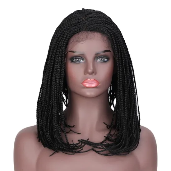 Aisi Hair 16 Inch Vendor Cheap Wholesale Afro Twist Box Braided Lace Frontal Wigs Synthetic Hair For Black Women Lace Front Wig