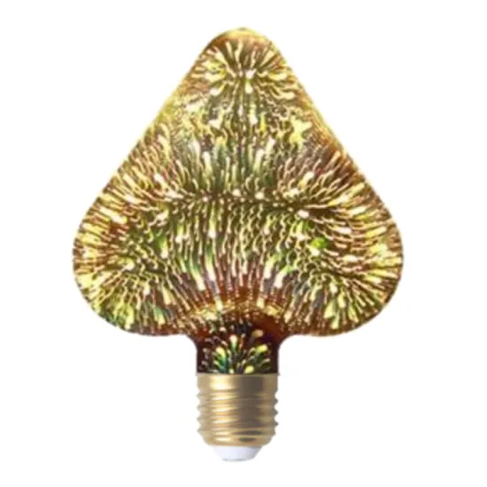 3D Heart-Shaped Fireworks LED Bulb: Colorful Decoration and Firework Light Effect
